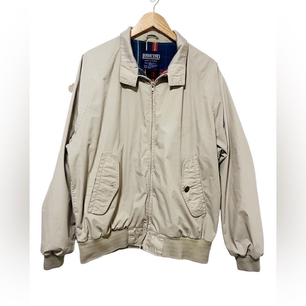 Lands’End zip Collared Polyester & Cotton Men’s Jacket Size Large